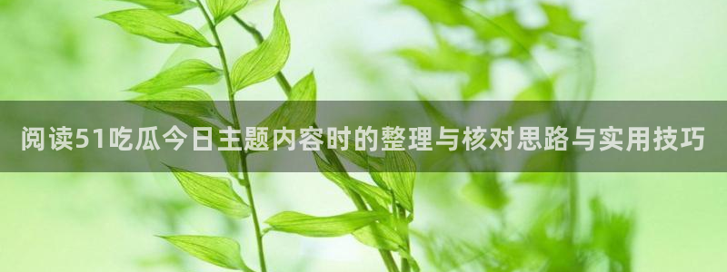 热门网络资讯：阅读51吃瓜今日主题内容时的整理与核对思路与实用技巧